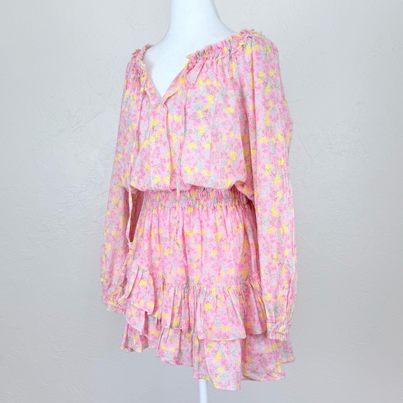 NWT LoveShackFancy Rayna Mini Dress in Melon Punch Floral Print Size M - Picture 4 of 16